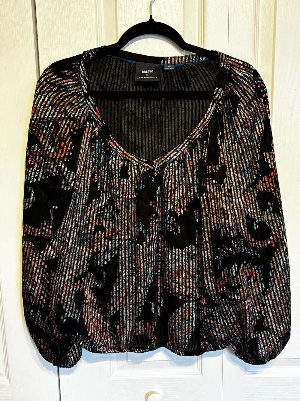 Maeve by Anthropologie Madeira Burnout Satin Paisley Blouse